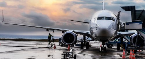 plane being worked on by maintenance