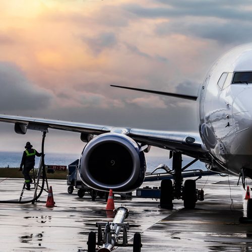 plane being worked on by maintenance