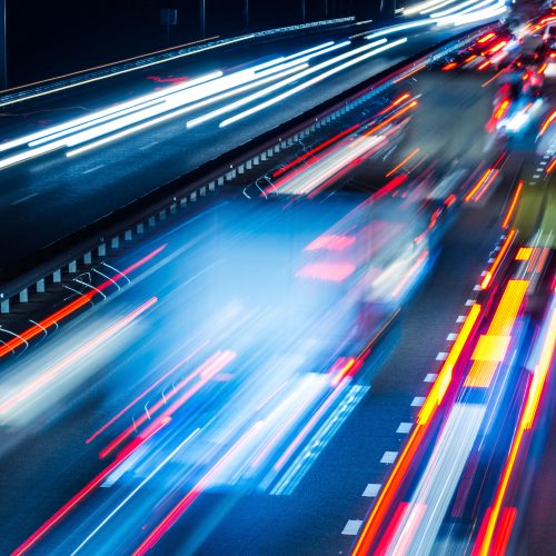 timelapse exposure of traffic at night