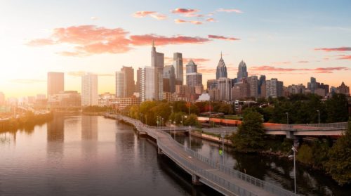 Philadelphia waterfront view of city