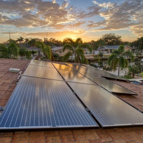 residential solar panels on roof