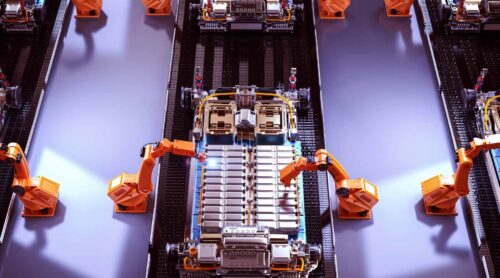 robots working on ev battery