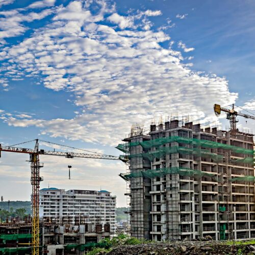 Sunrise Pune City India with construction