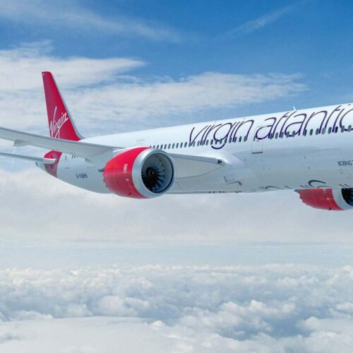 Virgin Atlantic jet in air