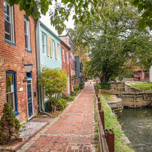 old style city street with canal